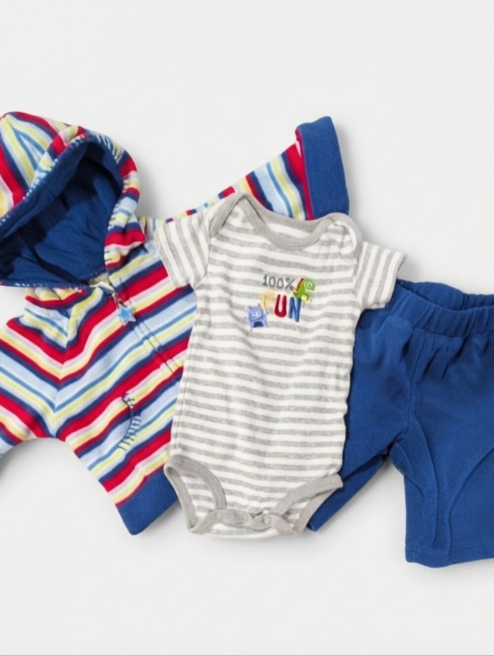 Circo 3M Striped Hoodie and Bodysuit Set with Blue Pants